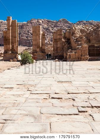 The Hadrian Gate In Petra Town In Winter