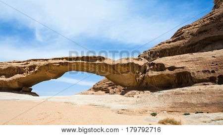 Bridge Sandstone Mount In Wadi Rum Desert