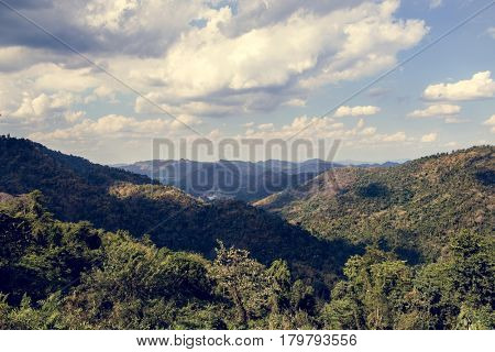 Cloudy Blue Sky Beautiful Scene with Mountain