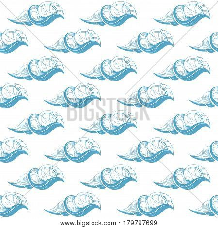 Seamless pattern with Seashells on white background.