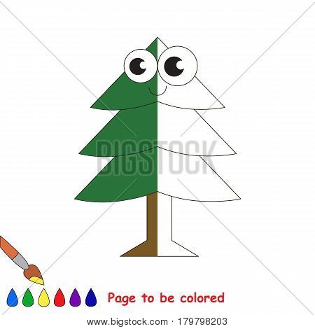 Evergree Tree, the coloring book to educate preschool kids with easy gaming level, the kid educational game to color the colorless half by sample.