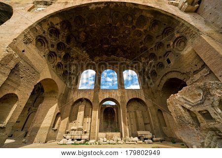 The Basilica of Maxentius and Constantine in the Roman Forum in Rome, Italy