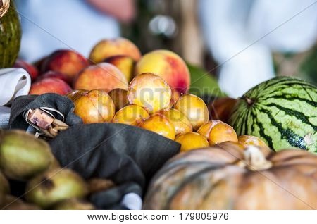 Mix fruits background Fresh fruits close up Healthy eating, dieting clean