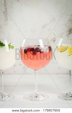 Selection Of Three Kinds Of Gin Tonic