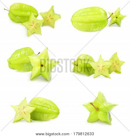 Collage of carom close-up isolated on white background