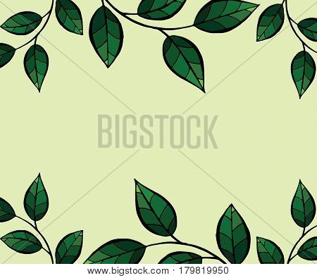 Green Leaves Frame. Vector Background