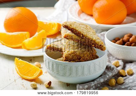 hazelnut orange shortbread .style rustic. selective focus