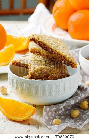hazelnut orange shortbread .style rustic. selective focus