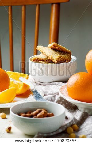 hazelnut orange shortbread .style rustic. selective focus