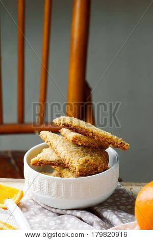 hazelnut orange shortbread .style rustic. selective focus