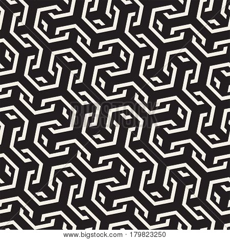 Vector Seamless Interlacing Lines Pattern. Modern Stylish Texture. Repeating Geometric Background With Hexagonal Lattice.