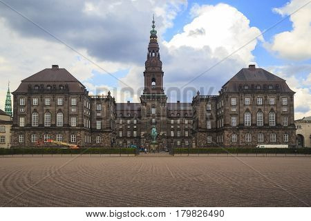 COPENHAGEN, DENMARK - JUNE 29, 2016: It is the Castle Christianborg in which the Danish Parliament is located.