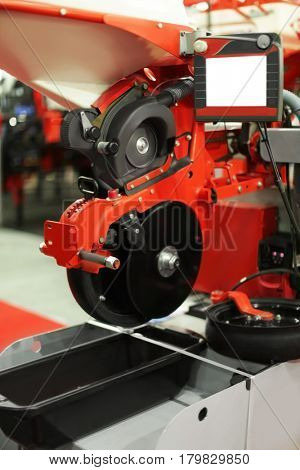 Pneumatic seed drill on agricultural exhibition