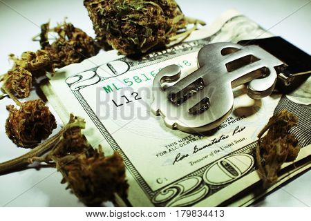 Marijuana On Money Close Up High Quality