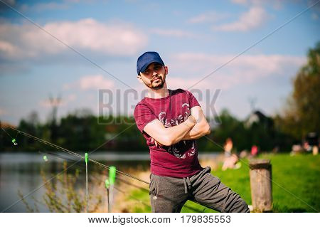 angler on a river with a catch spring