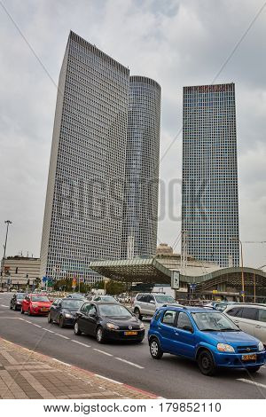 Tel Aviv - February 2, 2017: Tel Aviv Train Station Near Azrieli Mall