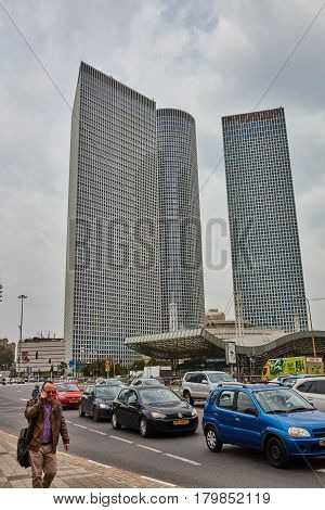 Tel Aviv - February 2, 2017: Tel Aviv Train Station Near Azrieli Mall