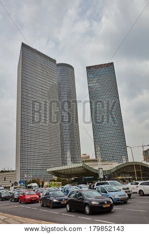 Tel Aviv - February 2, 2017: Tel Aviv Train Station Near Azrieli Mall