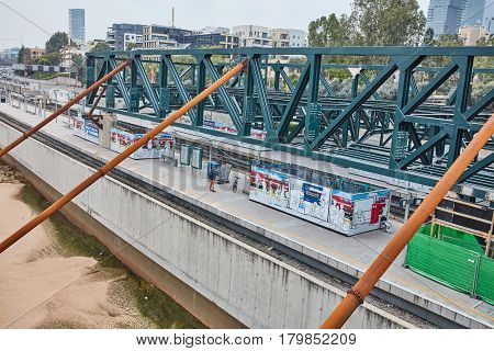 Tel Aviv - February 2, 2017: Tel Aviv Train Station Near Azrieli Mall