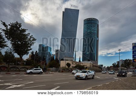 Tel Aviv - February 2, 2017: Tel Aviv Train Station Near Azrieli Mall