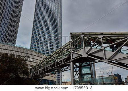 Tel Aviv - February 2, 2017: Tel Aviv Train Station Near Azrieli Mall