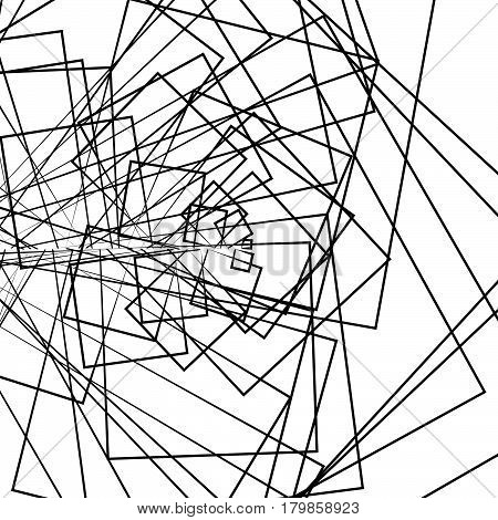 Random Intersecting Lines Abstract Pattern / Texture. Geometric Monochrome Background