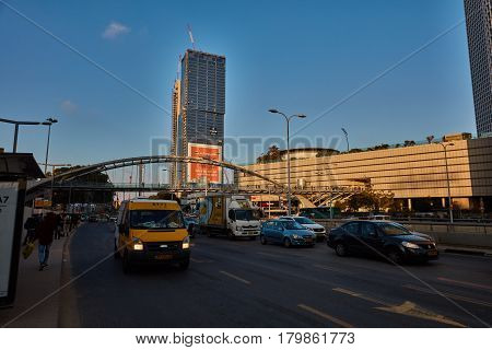 Tel-aviv - 9 December, 2016: Azrieli Mall In Tel Aviv, Street View