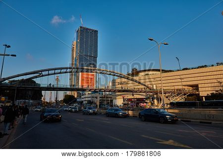 Tel-aviv - 9 December, 2016: Azrieli Mall In Tel Aviv, Street View