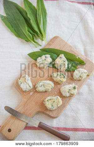 home made potato Gnocchi with wild garlic