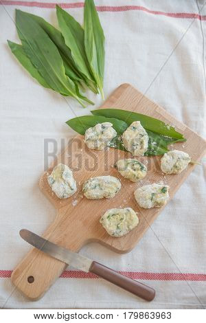 home made potato Gnocchi with wild garlic