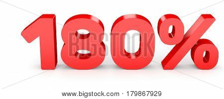 One Hundred And Eighty Percent. 180 %. 3D Illustration.