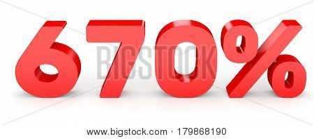 Six Hundred And Seventy Percent. 670 %. 3D Illustration.