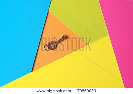 Golden Key On A Multicolored Background