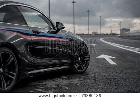 Russia, Moscow - September 24, 2016. Bmw M2 Sports Car With Performance Pack, Front-side View