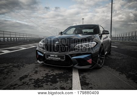 Russia, Moscow - September 24, 2016. Bmw M2 Sports Car With Performance Pack, Front-side View