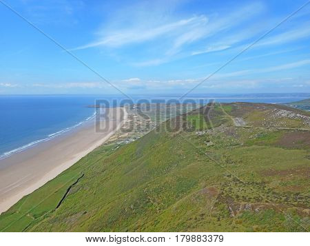 Rhossili beach on the Gower peninsular in Wales