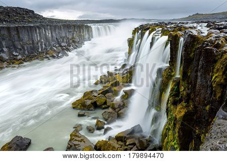 Beautiful view of the Selfoss waterfall in Iceland