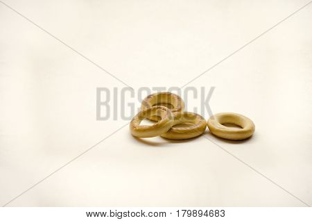 Fresh bagel isolated on white background top view