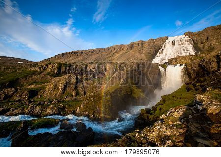 Big Dynjandi Waterfall In Iceland