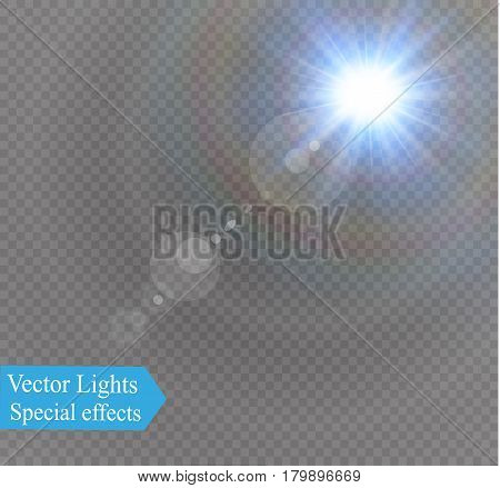 Abstract lens gold front solar flare transparent special light effect design. Vector motion blur glare glow.