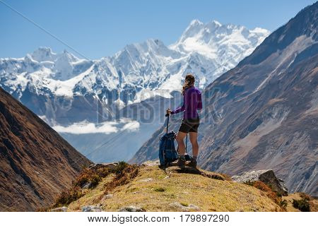 Trekker Rests On Manaslu Circuit Trek In Nepal