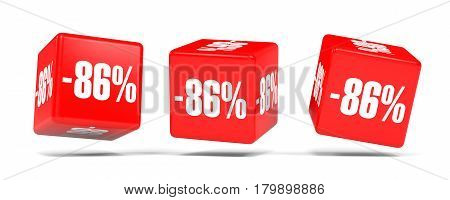 Eighty Six Percent Off. Discount 86 %. Red Cubes.