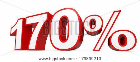 One Hundred And Seventy Percent. 170 %. 3D Illustration.