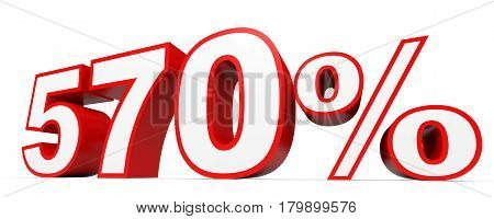 Five Hundred And Seventy Percent. 570 %. 3D Illustration.