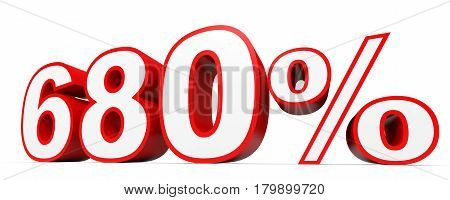 Six Hundred And Eighty Percent. 680 %. 3D Illustration.