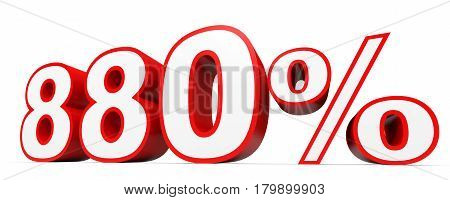 Eight Hundred And Eighty Percent. 880 %. 3D Illustration.