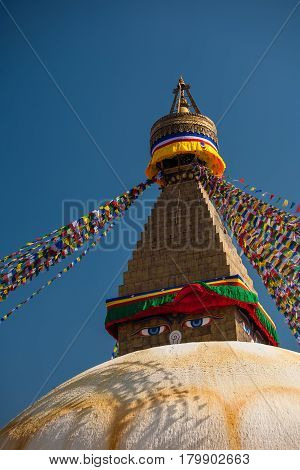 beautiful view of the Boudnath stupa in Kathmandu Nepal