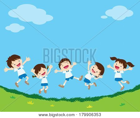 Happy Jumping Student