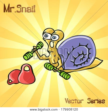 Mr. Snail with sports. vector illustration EPS10