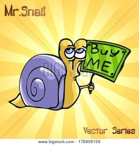 Mr. Snail with buy me. vector illustration EPS10